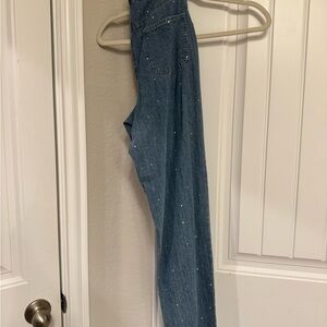 Blue Denim Jeans with Rhinestone Accents